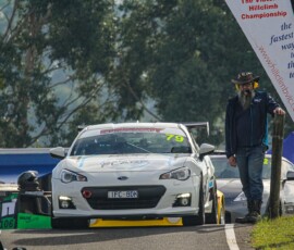 Michael releasing a car to the track at round 4 of the 2026 Victorian State Hillclimb Championship at Bryant Park
