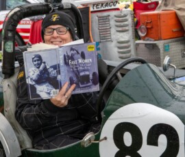 Michelle reading her instruction manual before taking to the hill at Rob Roy Revival