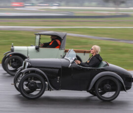 Michelle stole another Austin 7 and took it in the parade laps.